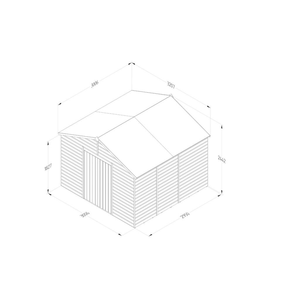 Beckwood 10×10 Apex Shed – No Windows – Double Door with Installation 5013053196588 2